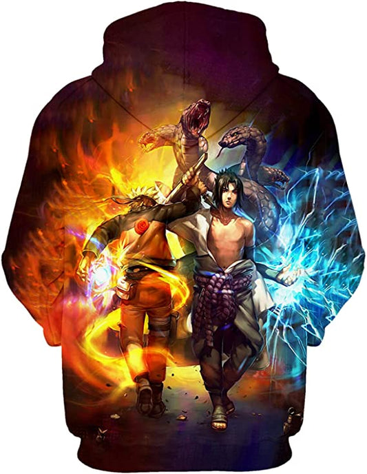 Men's Boy's Novelty 3D Printing Anime Naruto Saske Kuruma Hoodie Sweatshirt ports Hoodie Printed Pullover