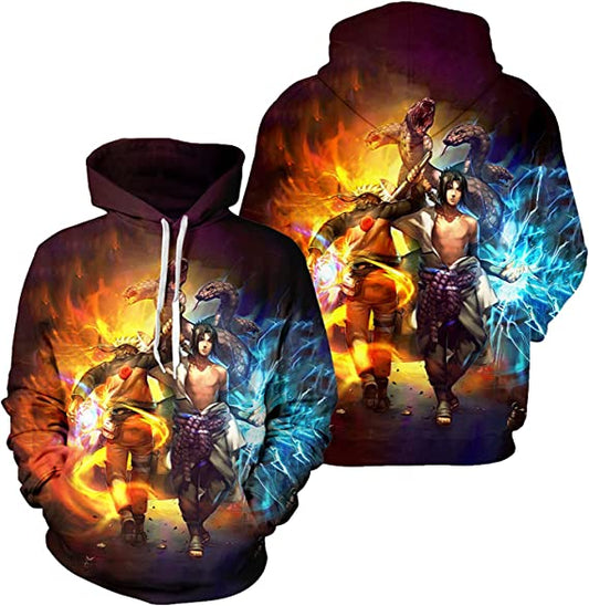 Men's Boy's Novelty 3D Printing Anime Naruto Saske Kuruma Hoodie Sweatshirt ports Hoodie Printed Pullover